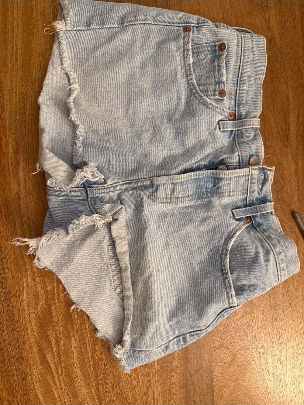 Levi's Light Blue Distressed Denim Cutoff Shorts